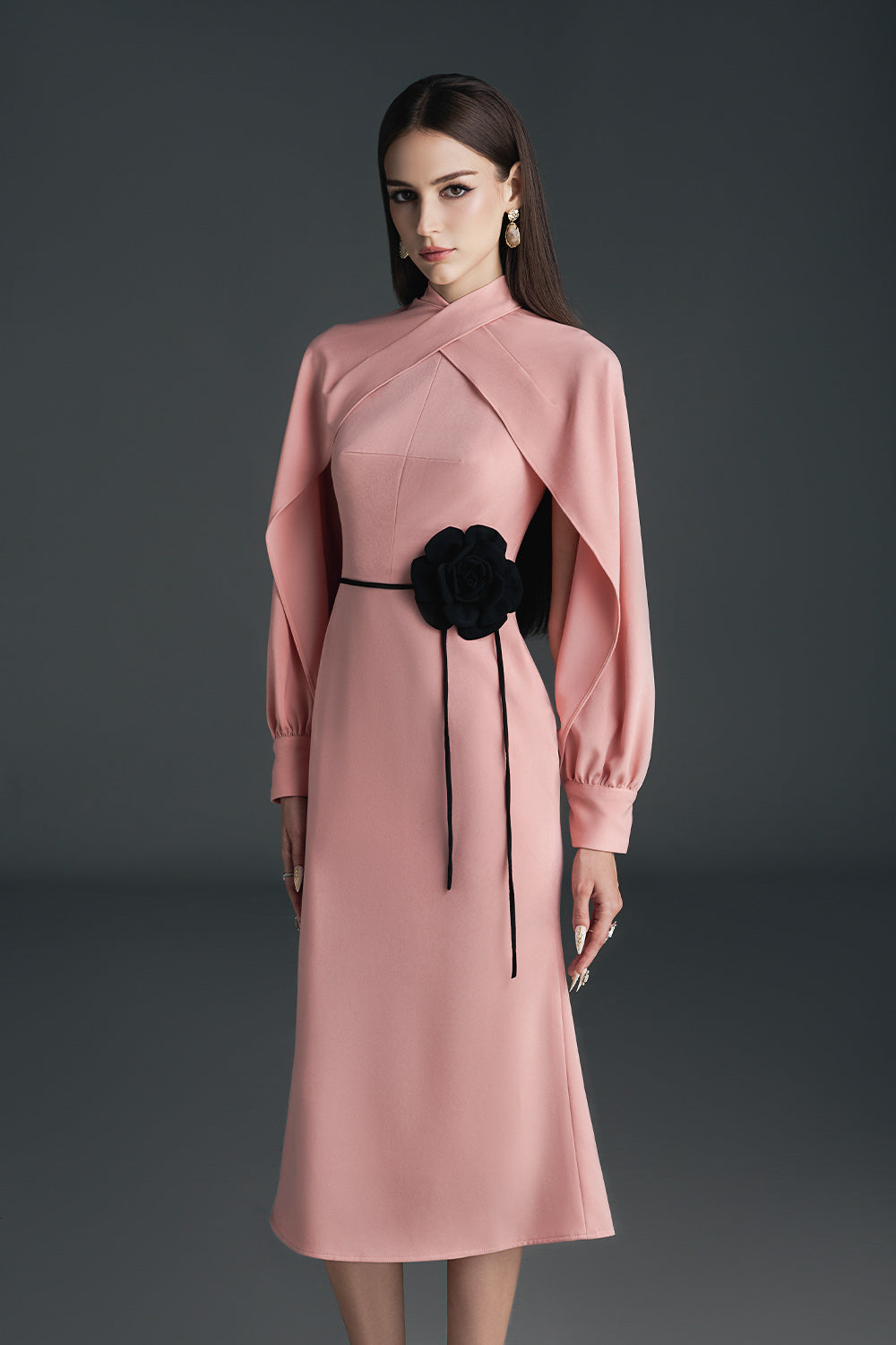 pink crossover dress Pink and Orange Charmeuse Ruffle Strap Crossover Ombre Gown