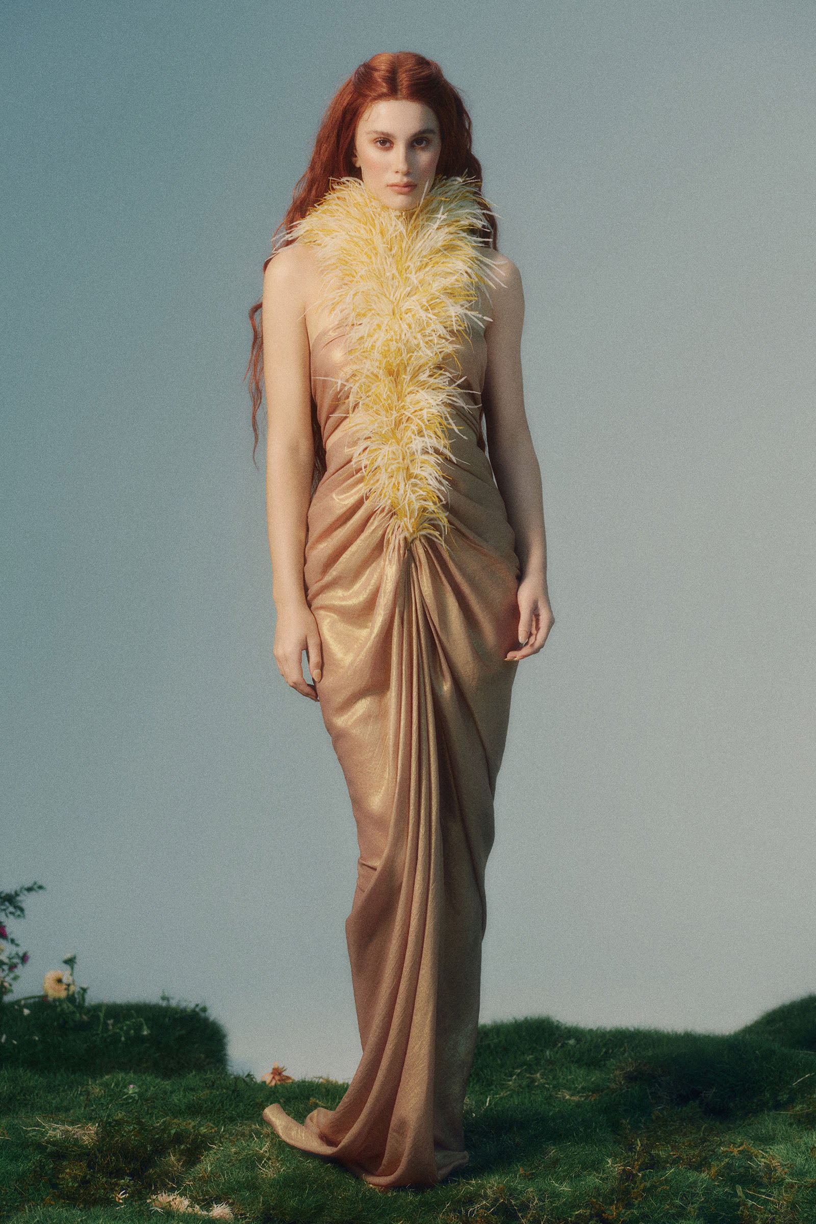 Chryseis Feather Maxi Dress - MEAN BLVD
