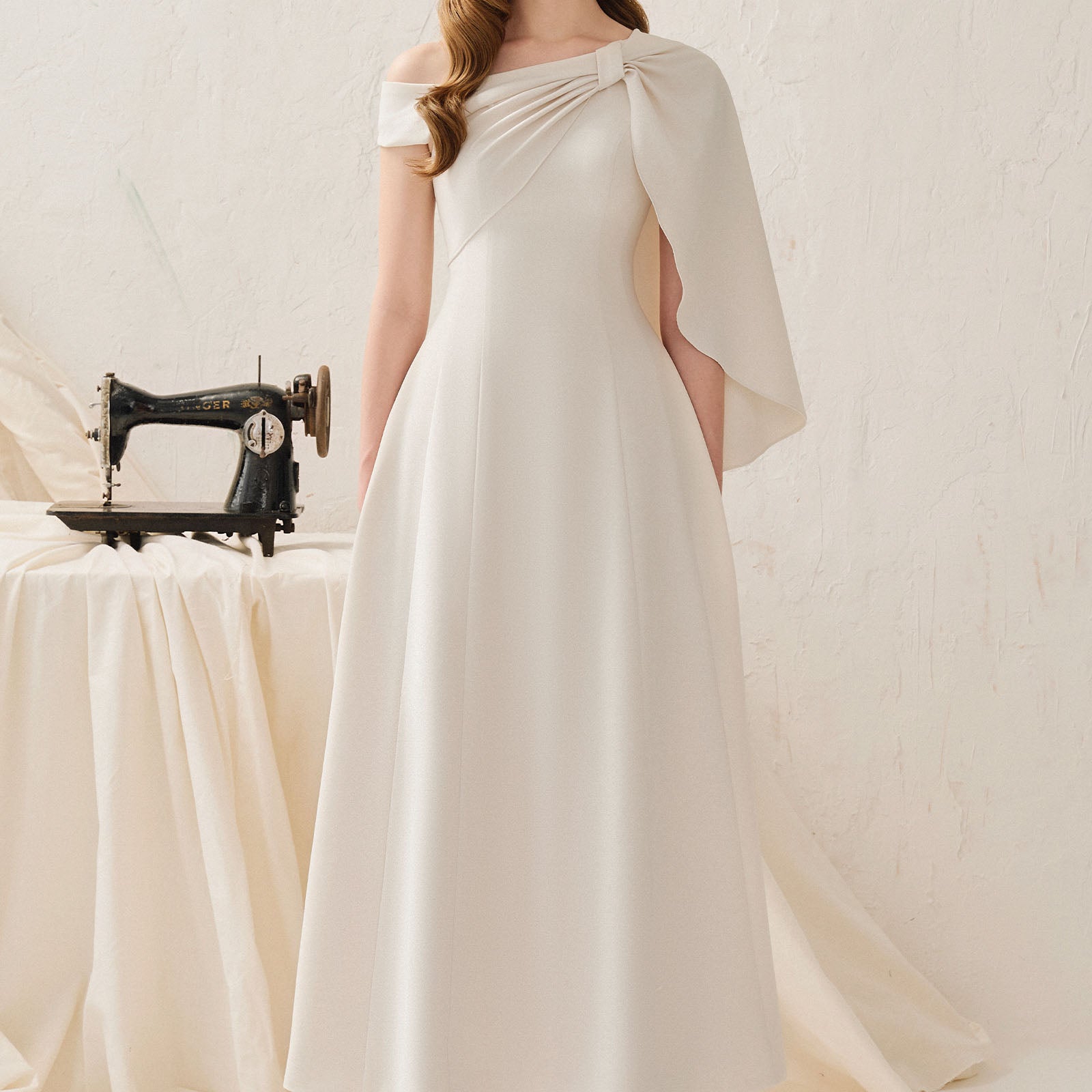 Cicely Asymmetric Neck Midi Dress - MEAN BLVD