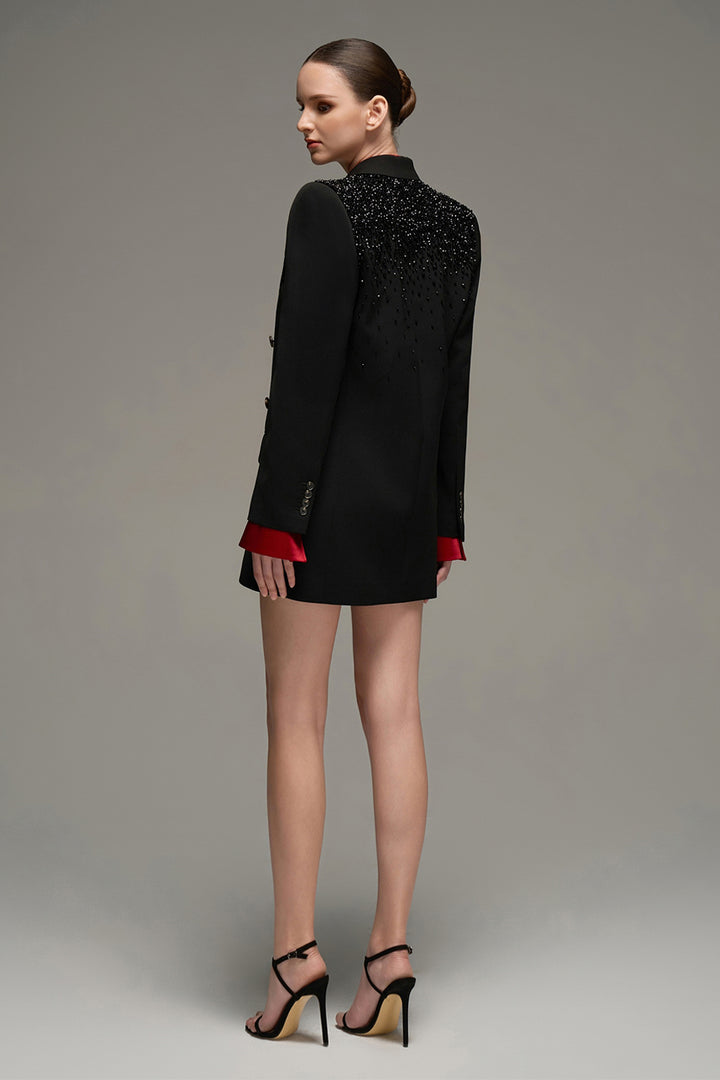 Claire Notched Rhinestone Blazer - MEAN BLVD