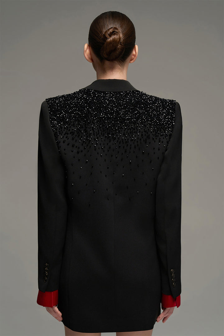 Claire Notched Rhinestone Blazer - MEAN BLVD