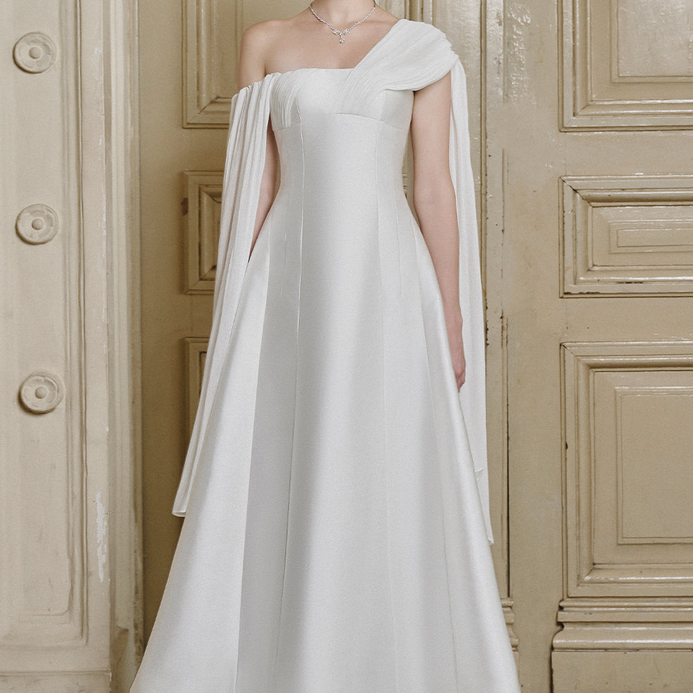 Clara Asymmetric Neck Midi Dress - MEAN BLVD