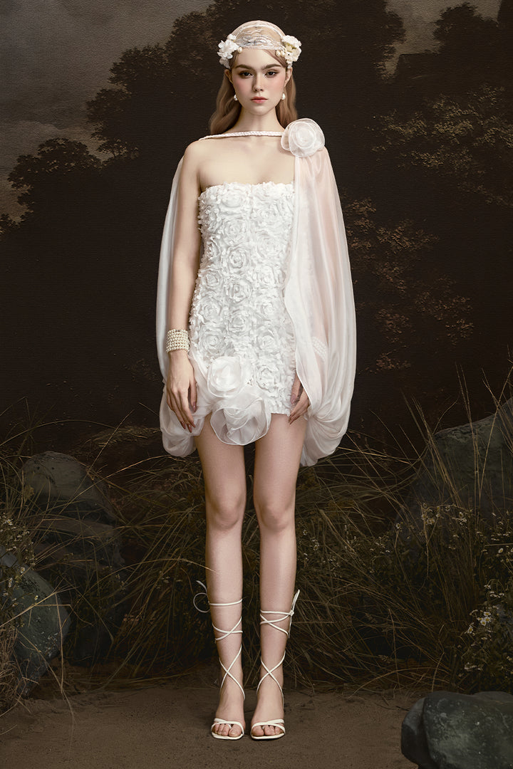 Cloudy Cape Sleeve Applique Mini Dress - MEAN BLVD