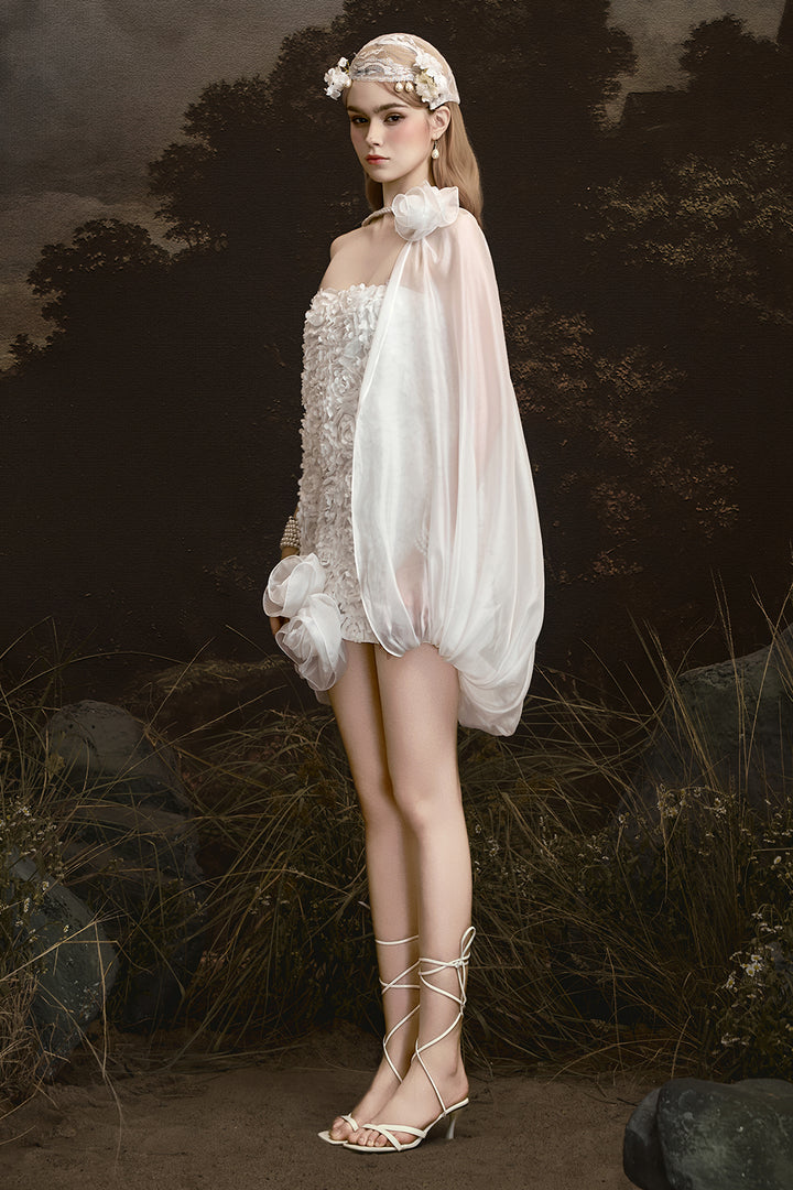 Cloudy Cape Sleeve Applique Mini Dress - MEAN BLVD