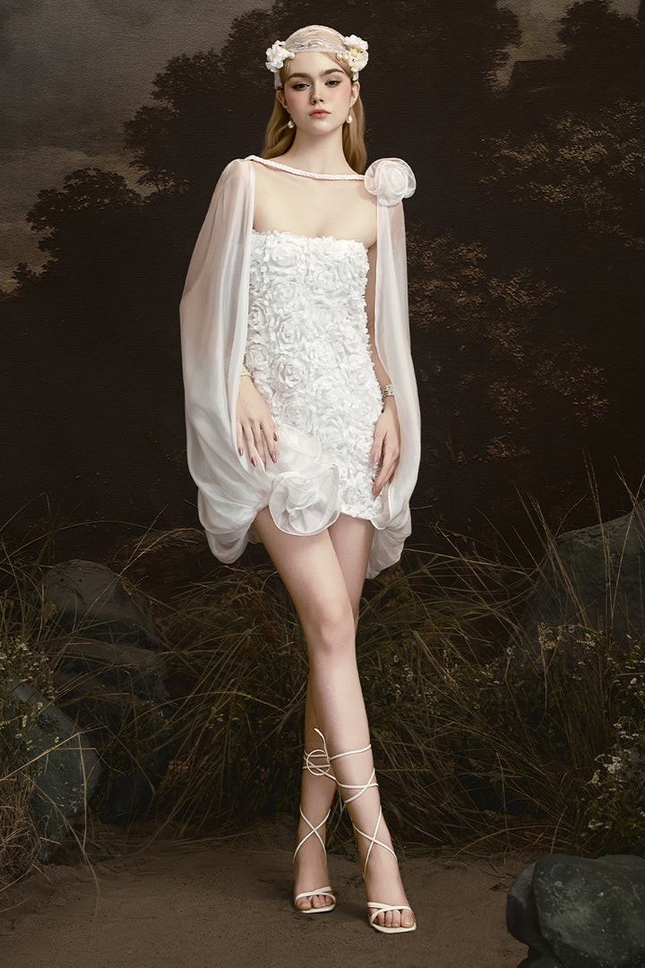 Cloudy Cape Sleeve Applique Mini Dress - MEAN BLVD