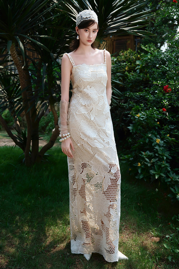 Coastal Square Neck Lace Maxi Dress - MEAN BLVD