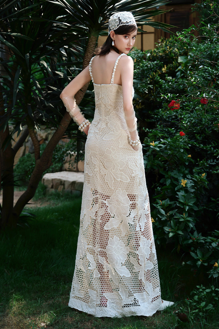 Coastal Square Neck Lace Maxi Dress - MEAN BLVD