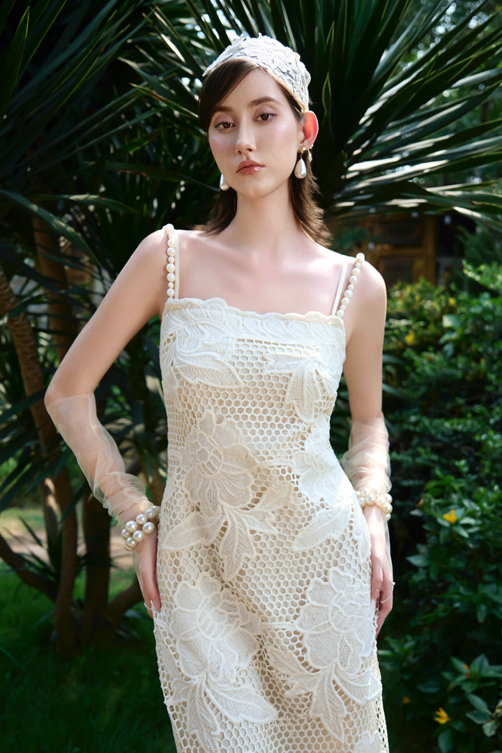 Coastal Square Neck Lace Maxi Dress - MEAN BLVD