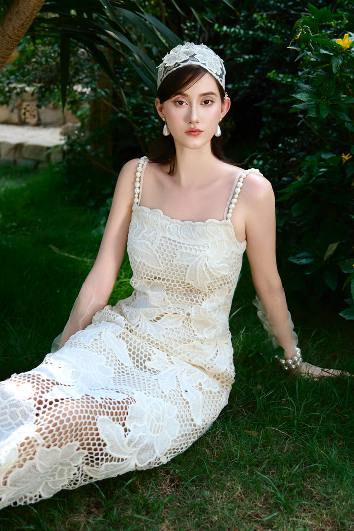 Coastal Square Neck Lace Maxi Dress - MEAN BLVD