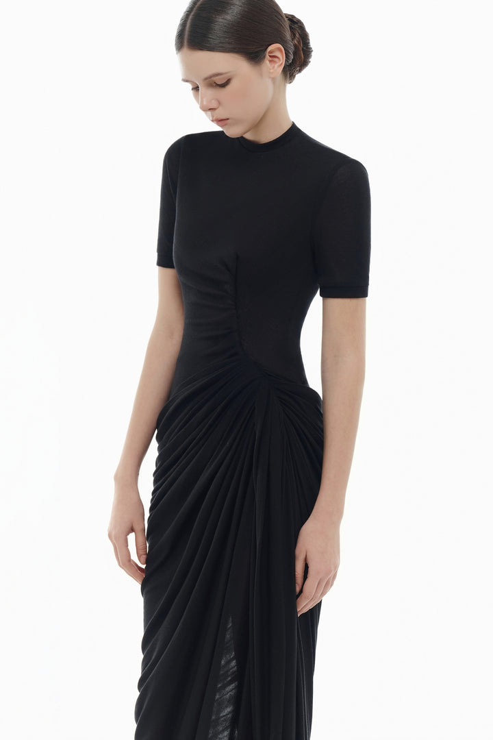 Colette High Neck Draped Maxi Dress - MEAN BLVD