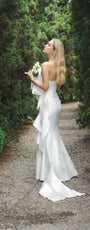Isabella Acetate Bandeau Fishtail Gown With 3D Large Flower 6