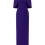 Alessia Sheath Cape Shoulder Crepe Floor Length Set