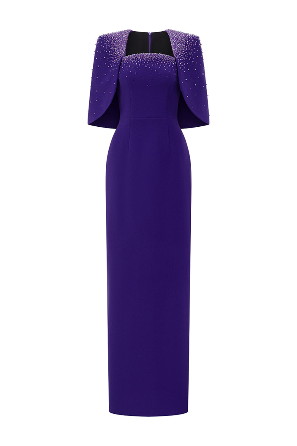 Alessia Sheath Cape Shoulder Crepe Floor Length Set