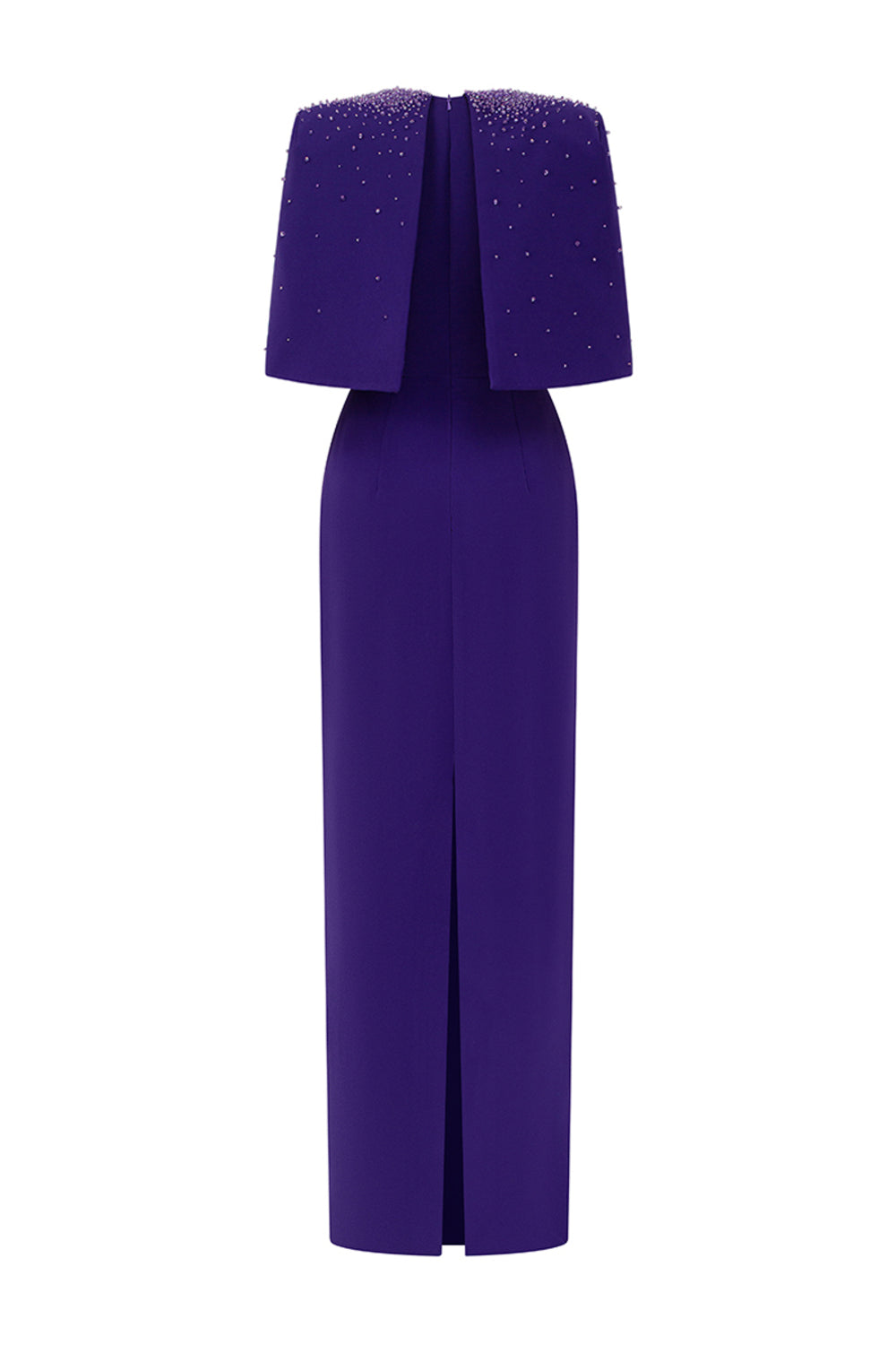 Alessia Sheath Cape Shoulder Crepe Floor Length Set