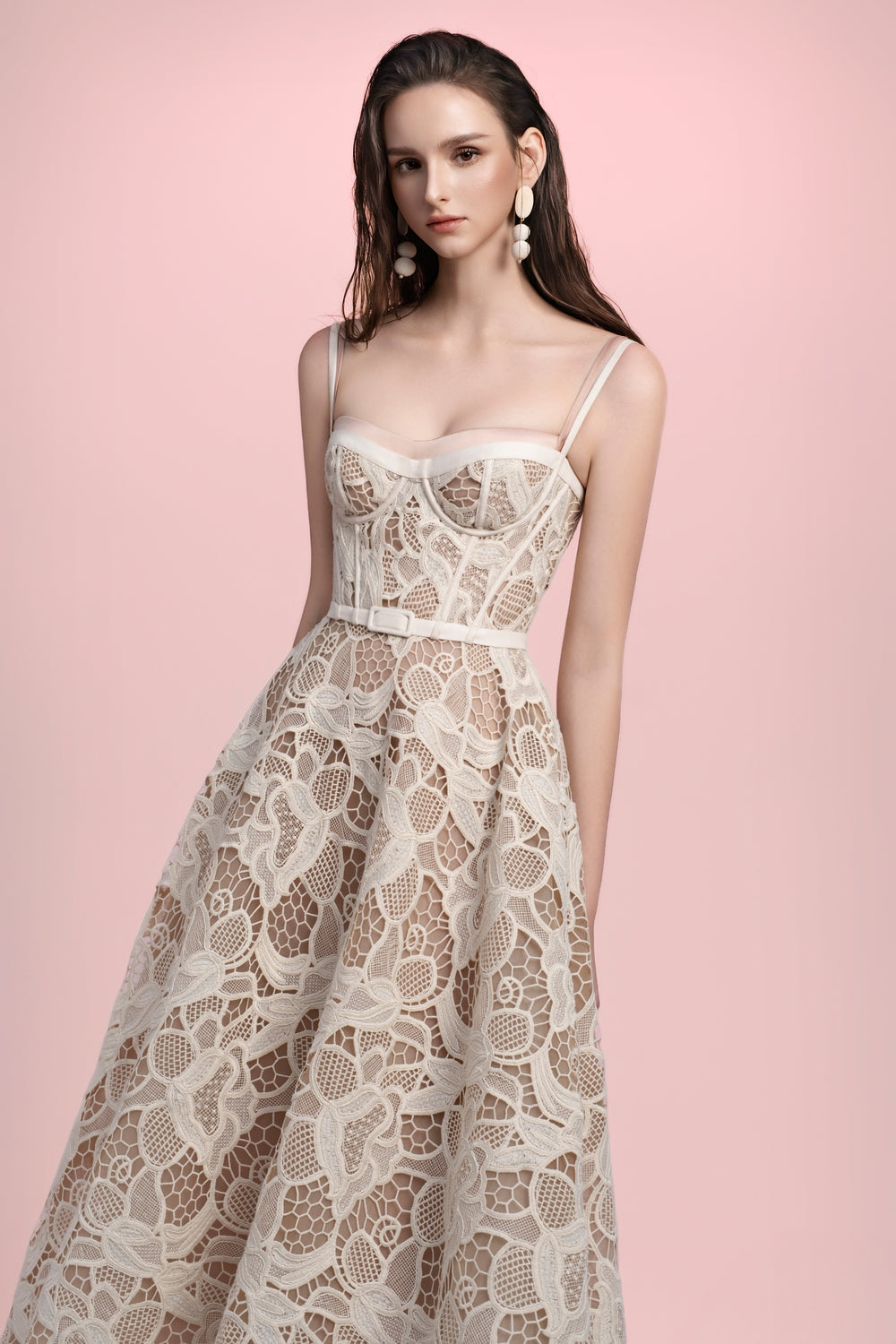 silk and lace midi dress Lace Trim Satin Midi Dress