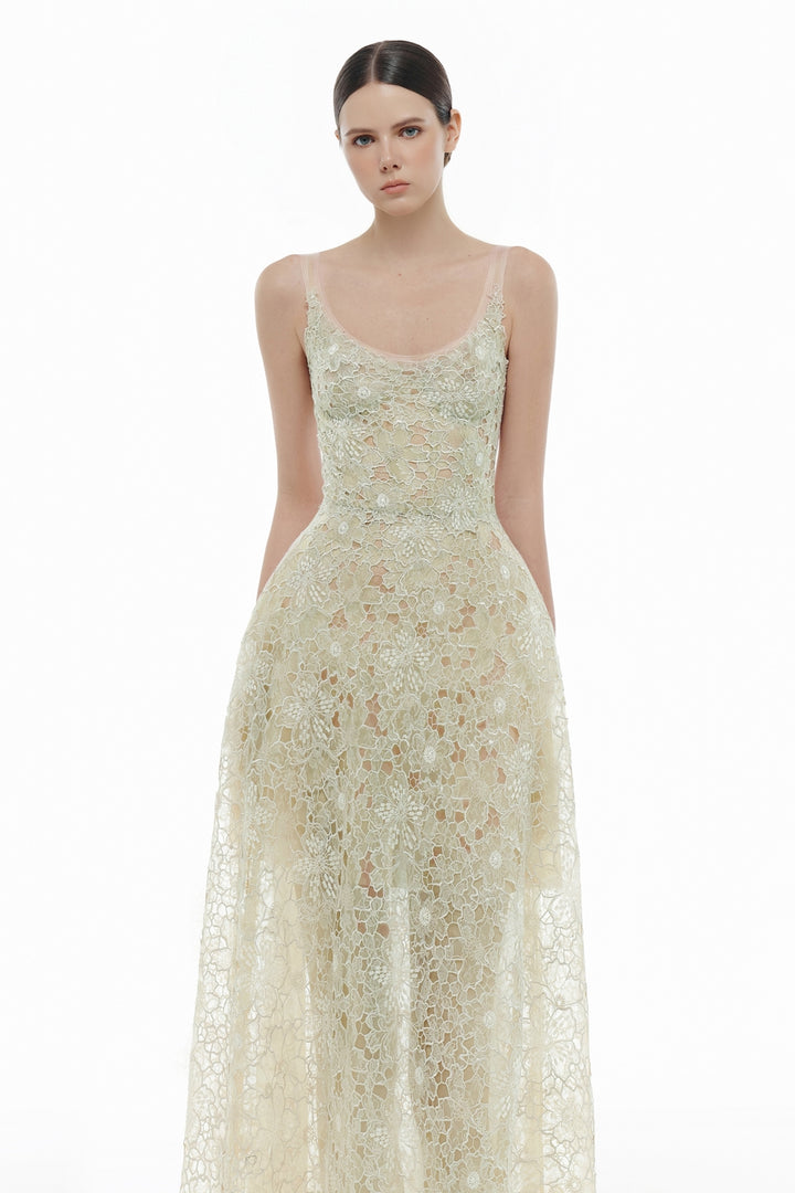 Coralie Scoop Applique Midi Dress - MEAN BLVD