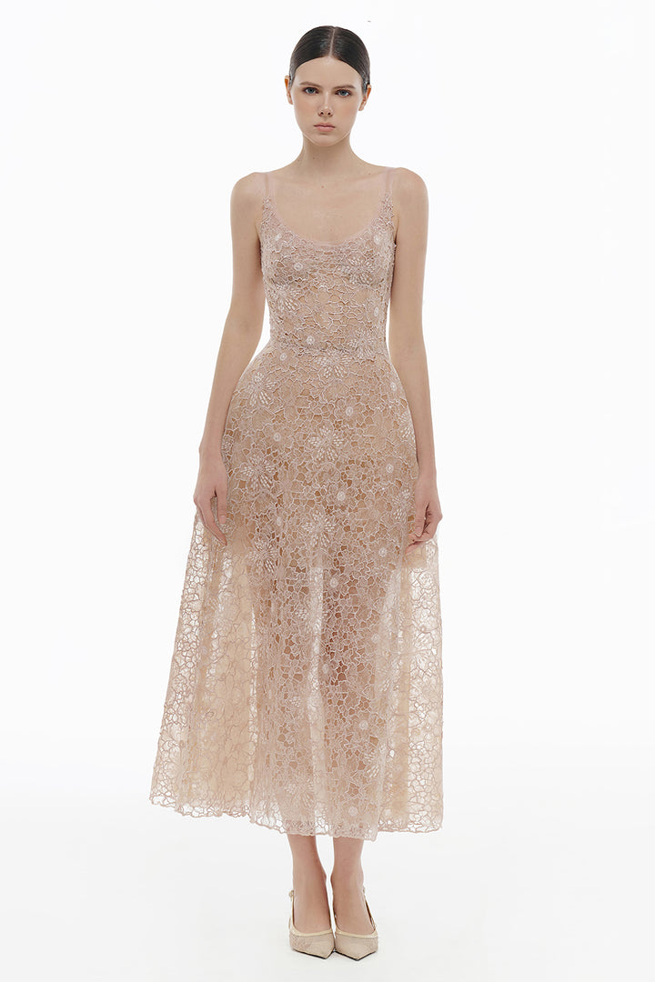 Coralie Scoop Applique Midi Dress - MEAN BLVD