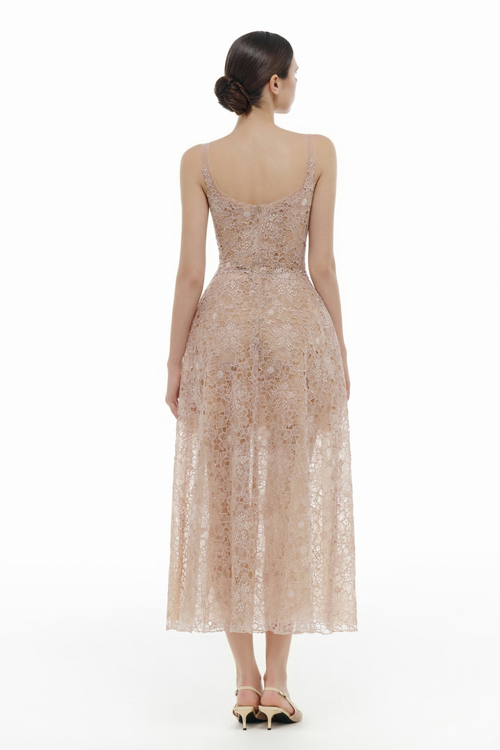 Coralie Scoop Applique Midi Dress - MEAN BLVD