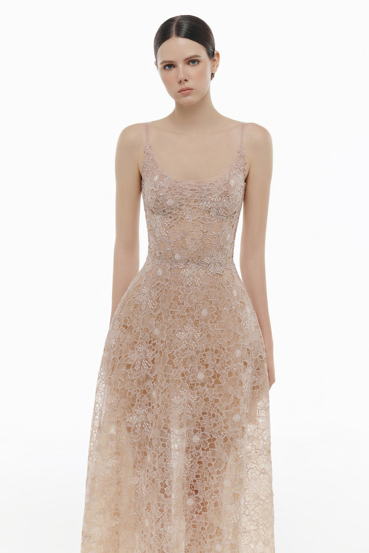 Coralie Scoop Applique Midi Dress - MEAN BLVD