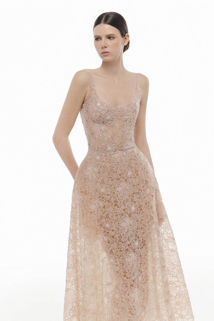 Coralie Scoop Applique Midi Dress - MEAN BLVD