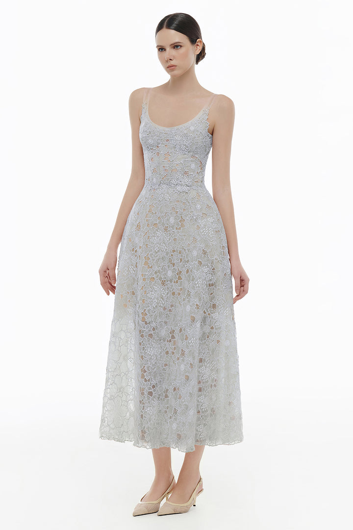 Coralie Scoop Applique Midi Dress - MEAN BLVD