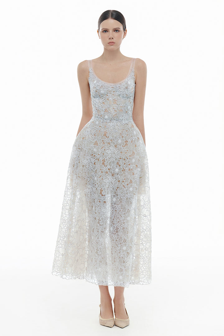 Coralie Scoop Applique Midi Dress - MEAN BLVD