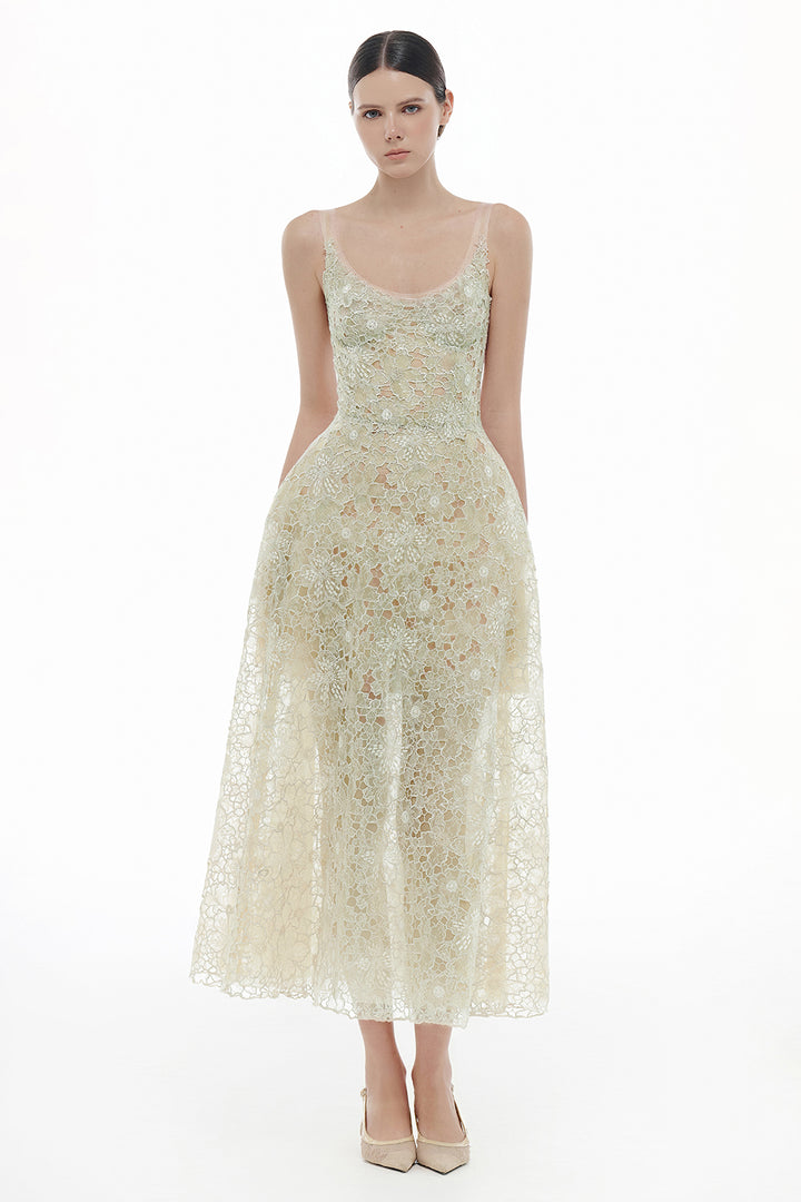 Coralie Scoop Applique Midi Dress - MEAN BLVD