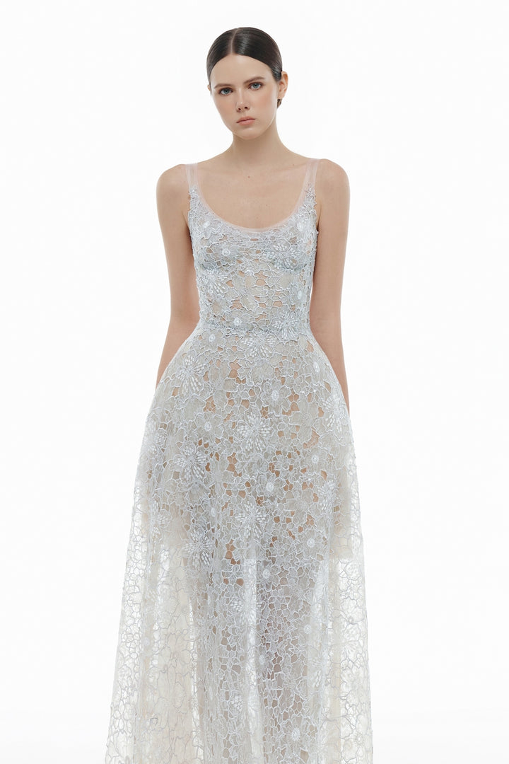 Coralie Scoop Applique Midi Dress - MEAN BLVD