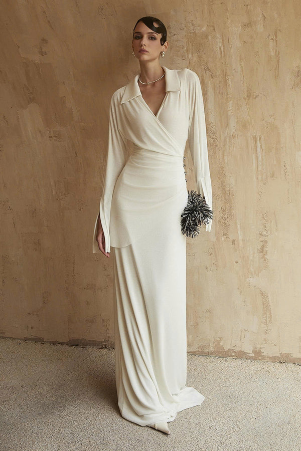 Cordelia Split Sleeve Draped Maxi Dress - MEAN BLVD