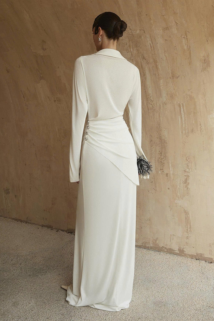 Cordelia Split Sleeve Draped Maxi Dress - MEAN BLVD