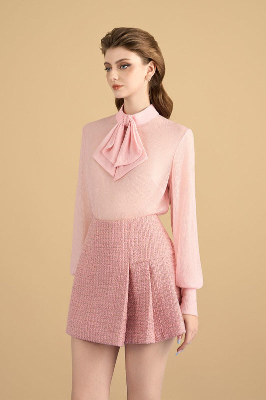 Kiara Straight Ribbon Mesh Sheer Top