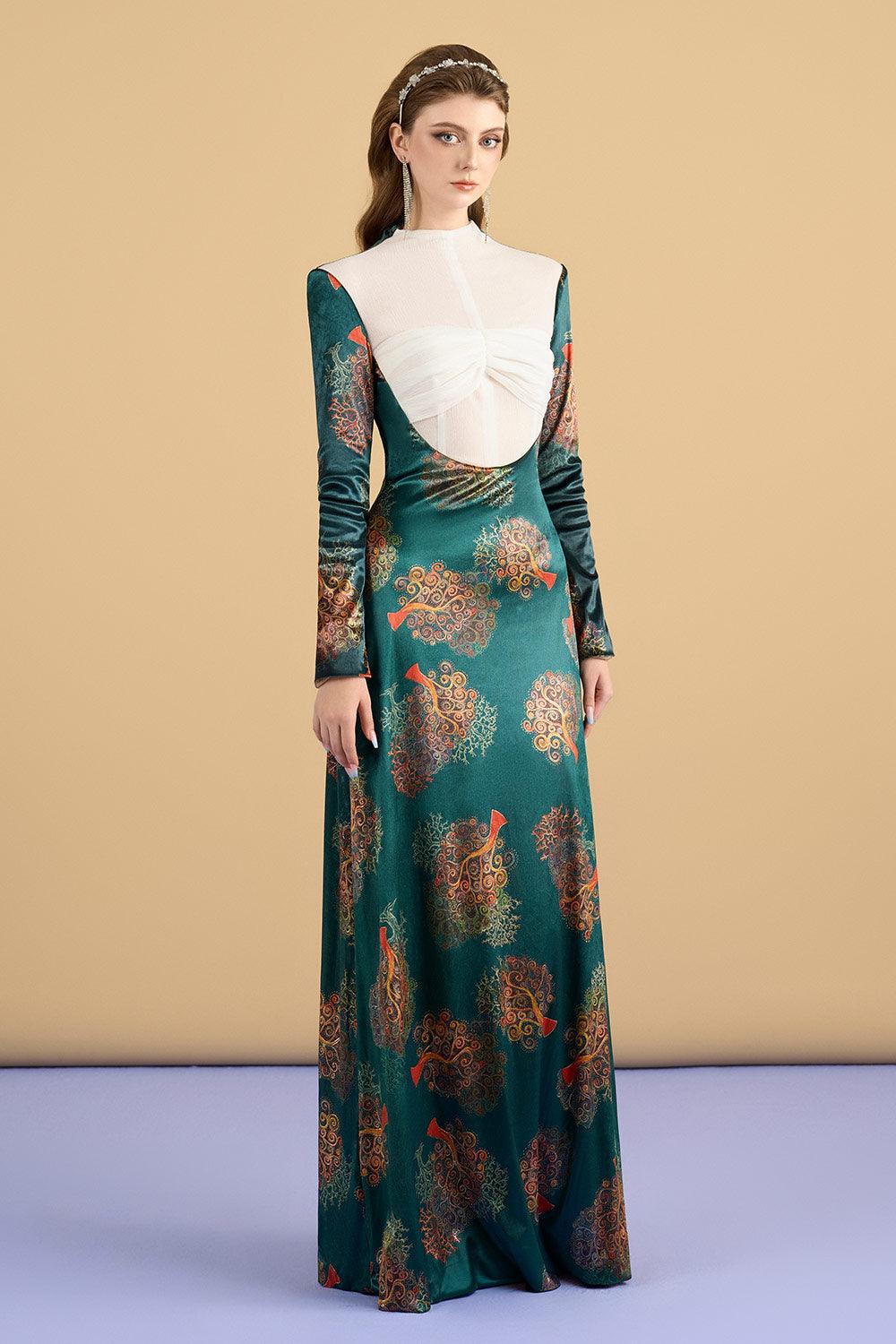 cordia silk dress SALONI | ISA LONG-C DRESS | CORDIA VINES