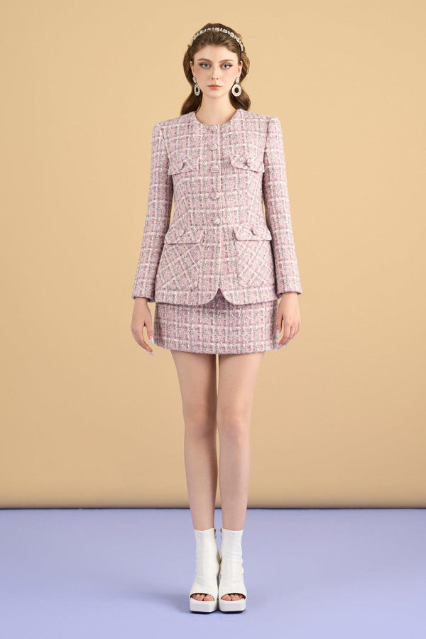 Scarlette Straight Patch Pocket Tweed Jacket