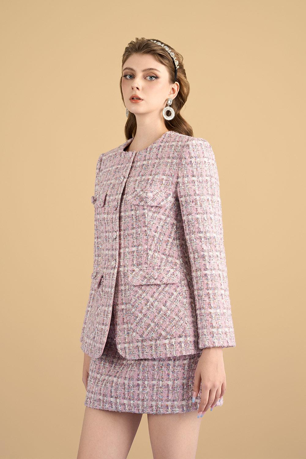 Scarlette A-line High Waist Tweed Extra Short Length Skirt