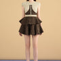 Martha Fit and Flare Cape Shoulder Tweed Top
