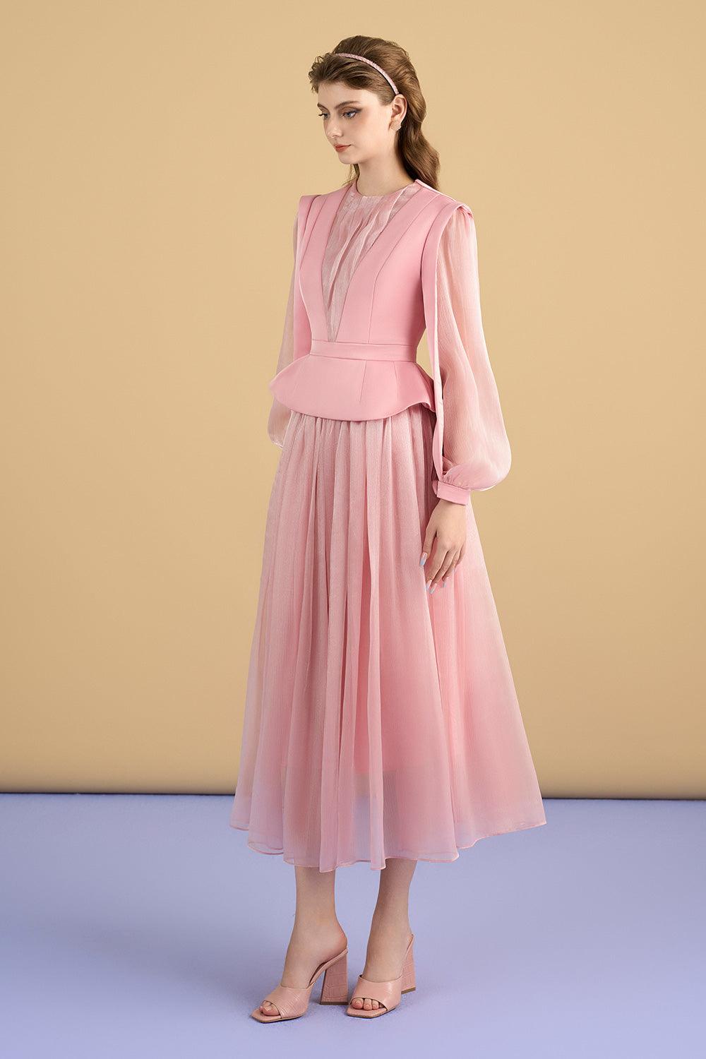 Women's Cheyenne Flared Gathered Voile Midi Skirt S/M/L/Customize Light Pink MEAN BLVD Light Pink / S Women's Cheyenne Flared Gathered Voile Midi Skirt S/M/L/Customize Light Pink MEAN BLVD Light Pink / S