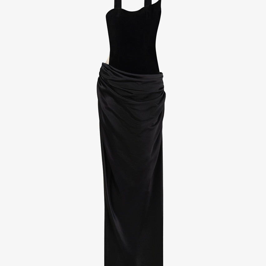 Architectural Corset Silk Velvet Gown With Scarf & Gloves 2