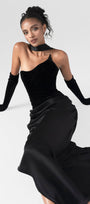 Architectural Corset Silk Velvet Gown With Scarf & Gloves 6