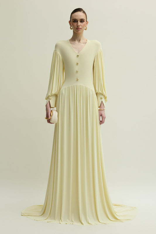 Cranley Bishop Sleeve Button Maxi Dress - MEAN BLVD