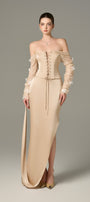 Alluring Silk Chiffon Corset Top & Maxi Set