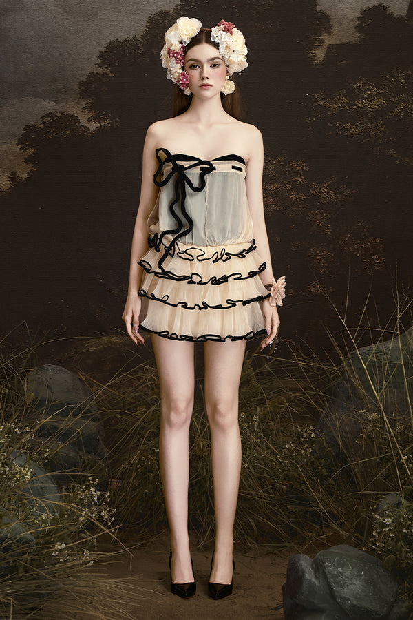 Crete's Sunset Sweetheart Pleated Mini Dress - MEAN BLVD