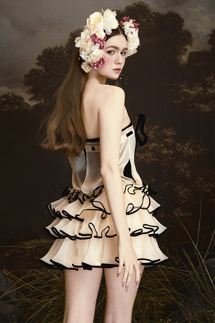 Crete's Sunset Sweetheart Pleated Mini Dress - MEAN BLVD