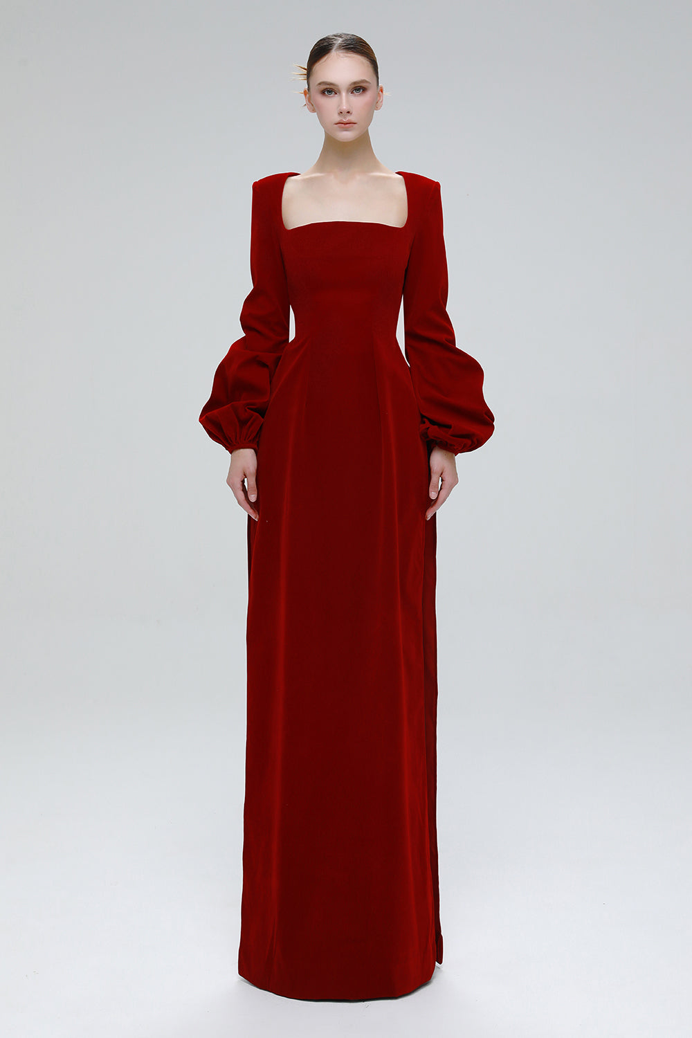 red bishop sleeve dress Ashley Lauren 11345