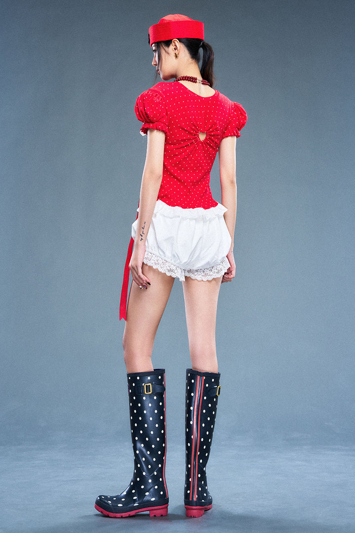 Crimson Bubble Cotton Shorts - MEAN BLVD