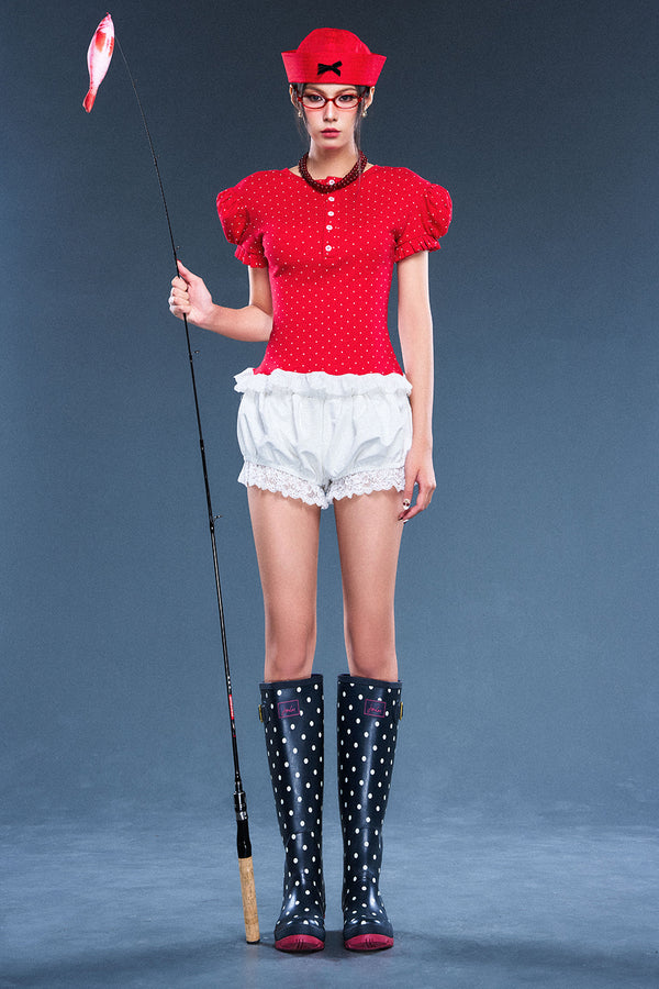 Crimson Bubble Cotton Shorts - MEAN BLVD