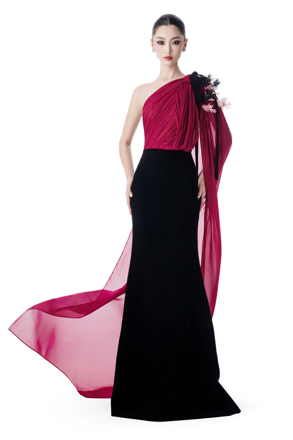 Crimson Draped Maxi Dress - MEAN BLVD