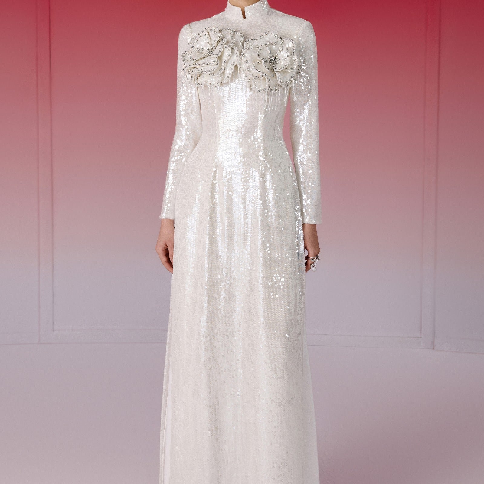 Cam Sa Applique Ao Dai Set
