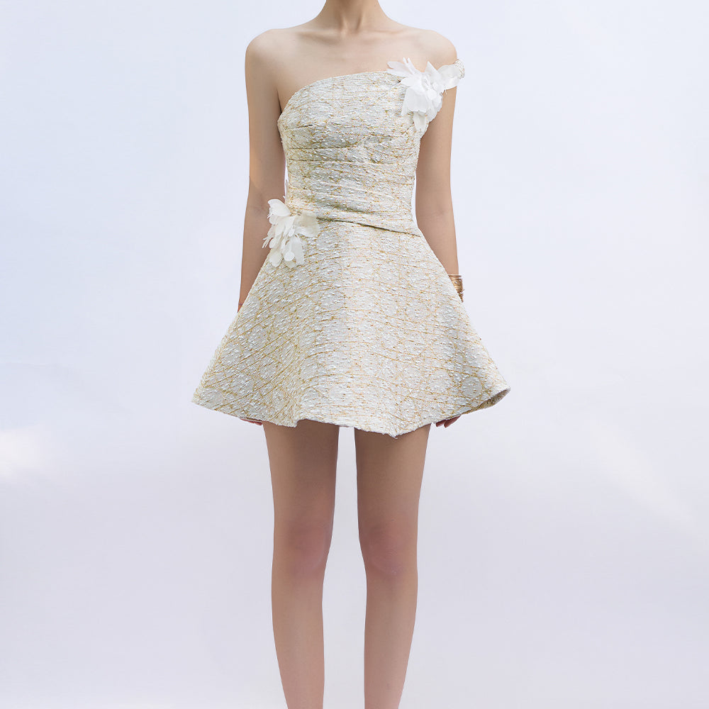 Crustial Asymmetric Neck Mini Dress - MEAN BLVD