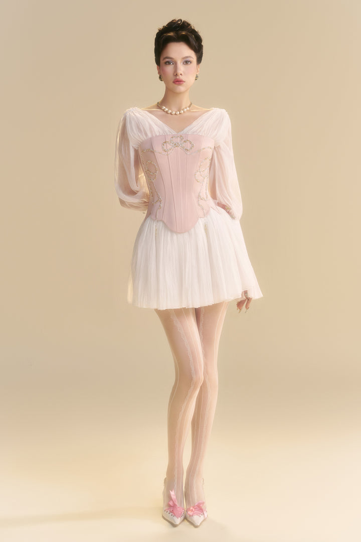 Cyralyn V-Neck Gathering Mini Dress - MEAN BLVD