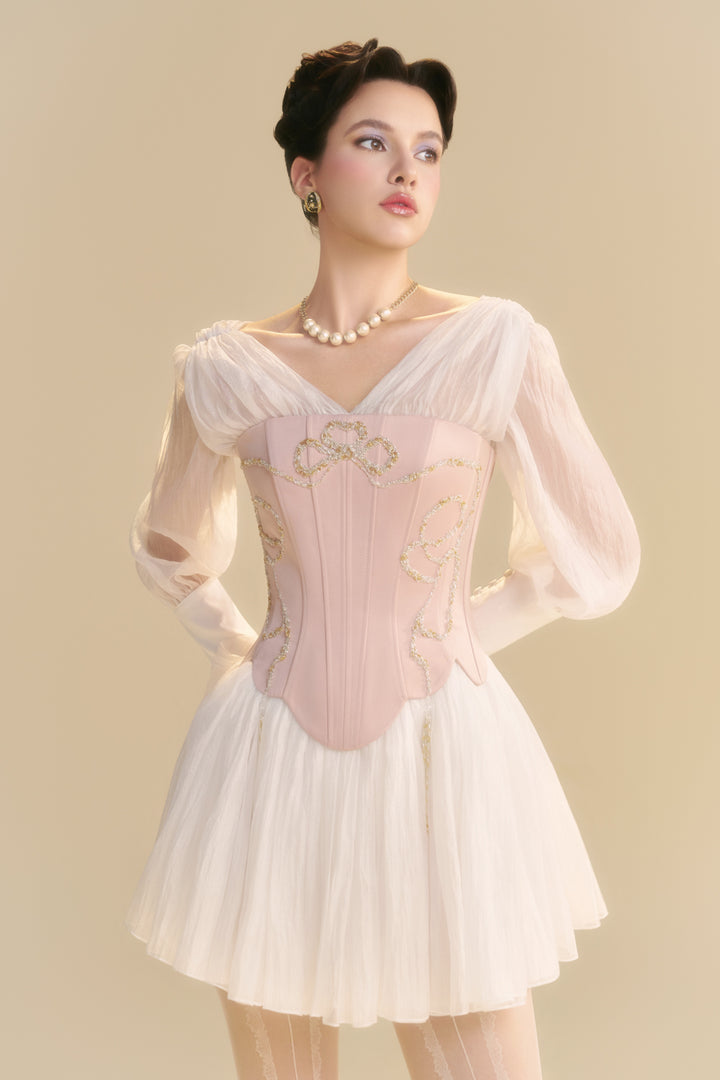 Cyralyn V-Neck Gathering Mini Dress - MEAN BLVD